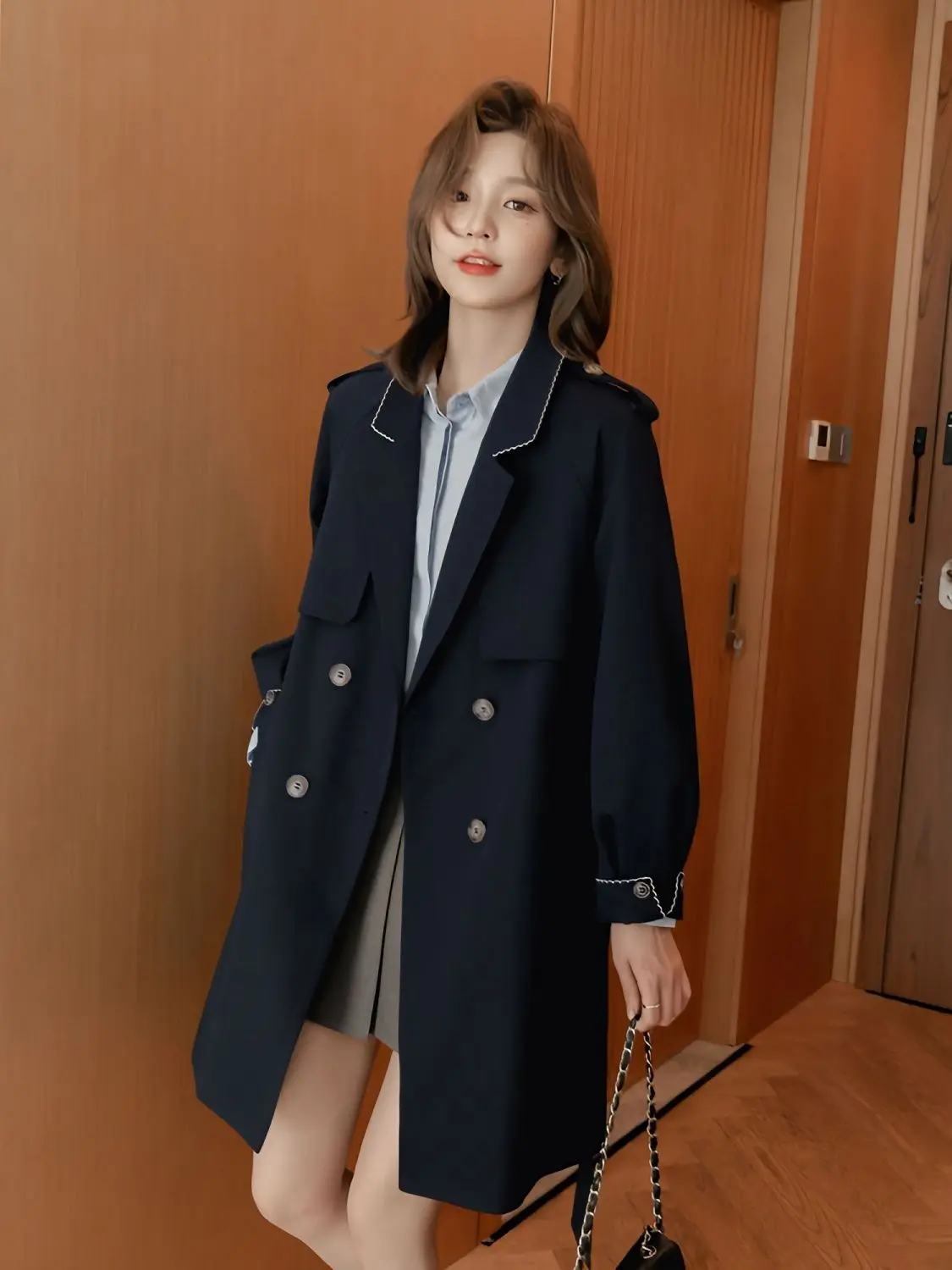 

Spring Autumn Trench Coats Women Slim Double Breasted Ladies Trenchs Coat Long Woman Windbreakers Large Overcoat Femmino A893
