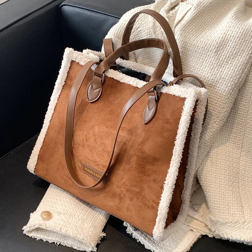 Versatile Ins Bag Women's Large Capacity New Fashion One Shoulder Diagonal Bag Autumn and Winter Vintage Portable Tote Bag