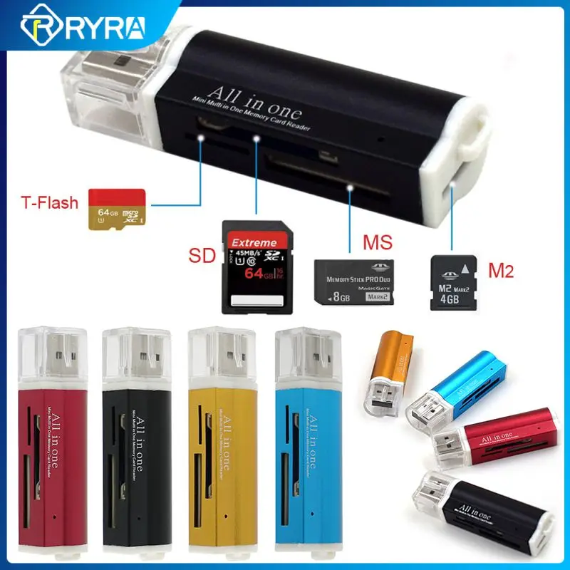 

Многофункциональный USB-кардридер RYRA для SD-карт, адаптер USB, SD-карта памяти T-Flash M2 MS Duo USB 2,0, 4 слота, Поддержка карт памяти