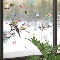 spring summer tree branch bird stickers window cling butterfly decals glass door decoration home fridge kids room no glue vinyl