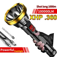 100000lm high power led flashlights rechargeable light powerful 1000m lighting waterproof tactical torch camping outdoor lights
