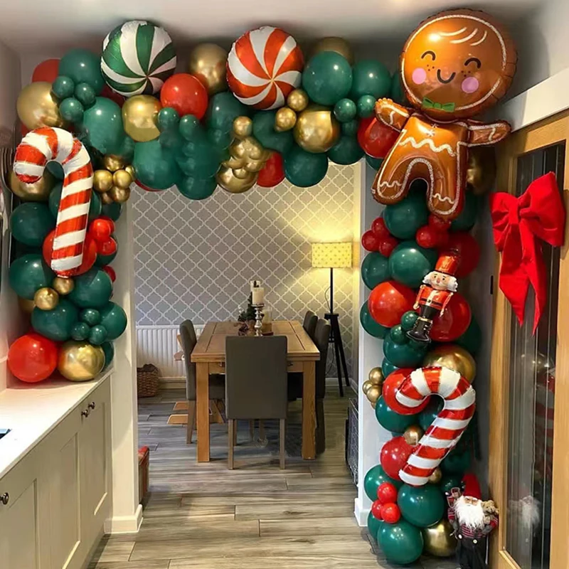 

Gingerbread Man Santa Balloon Decoration Christmas 2023 Gold Green Red Balloons for Xmas Party Decor Birthday balloon