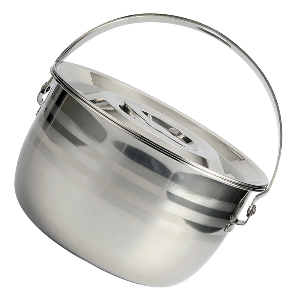 

Pot Camping Stainless Steel Cooking Stew Cookware Stock Soup Stockpot Lid Portable Pots Kettle Saucepan Campfire Camp Casserole