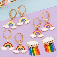 atreus korean cute cloud raindrop earrings for women exquisite pink rainbow pendant earrings girls friend gays fashion jewelry