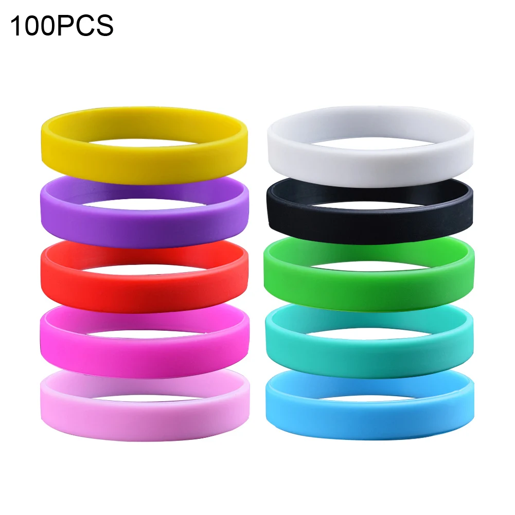 

100 Pieces Easy Clean Elastic Rubber Bracelets Children Lightweight Woman Men Anti Lost Silicone Wristband Portable Universal