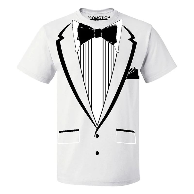 Tailcoat Printing T Shirt Men Street Funny Cosplay Short Sleeve Shirts Fake Tie Captain Clothes Fashion Trend Plus Size Top