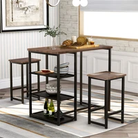 with natural wood countertop and bar stools home kitchen breakfast table for dining room 3 piece dining set retro pub set