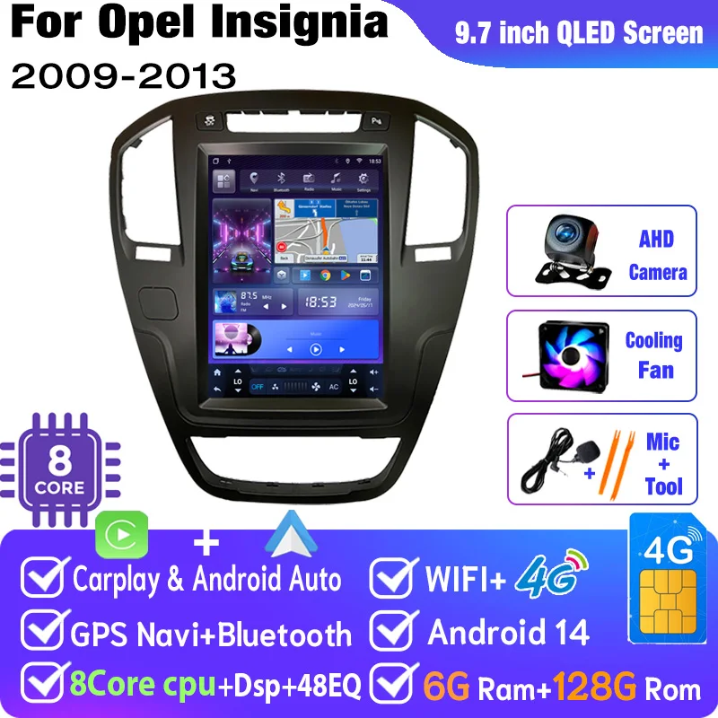 

Для Opel Insignia Android 14 Tesla экран автомобильный радиоприемник головное устройство GPS-навигационный плеер 2009-2013 Carplay CD300 CD400 Regal Vauxhall