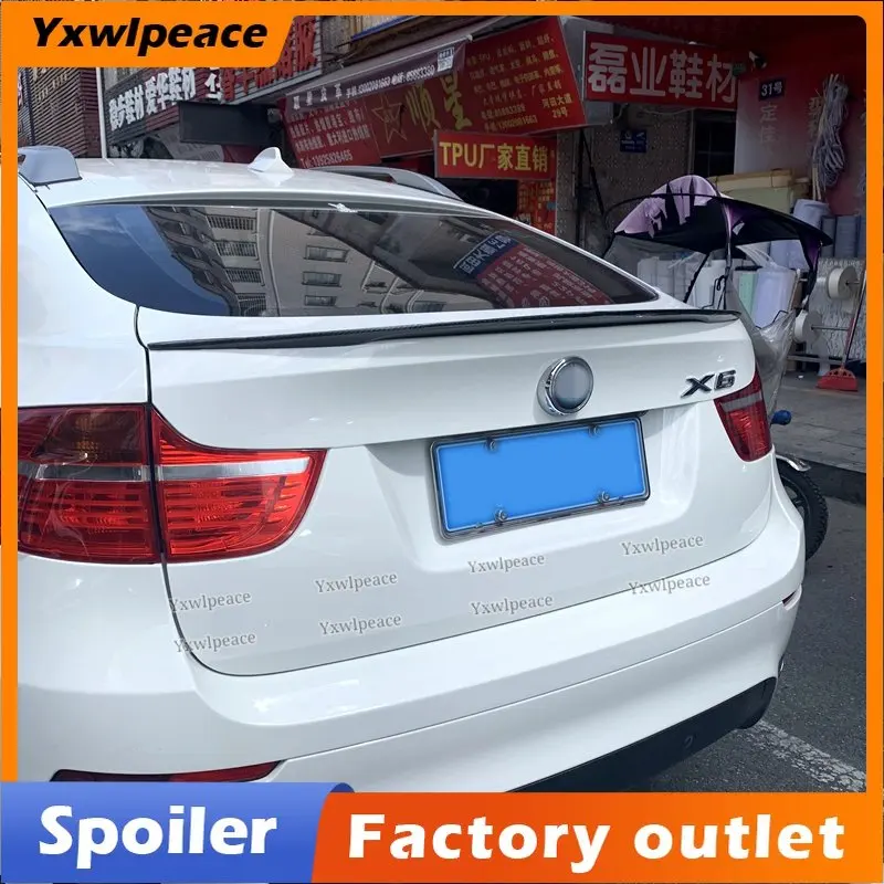 Купи For BMW X6 E71 P Style Spoiler 2008 09 10 11 2012 2013 2014 High Quality Carbon Fiber/FRP Rear Runk Wing Sports Kit Accessories за 1,980 рублей в магазине AliExpress