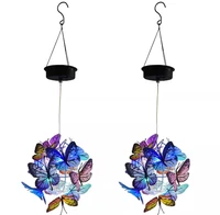 2pcs solar led lamp wind chimes butterfly ball hanging bel llamp accessories family garden decoration
