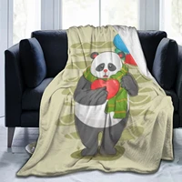 flannel blanket comfortable soft warm fleece pillow up sofa bed cover a flock of panda duns roses valentines day gift 80x60 in