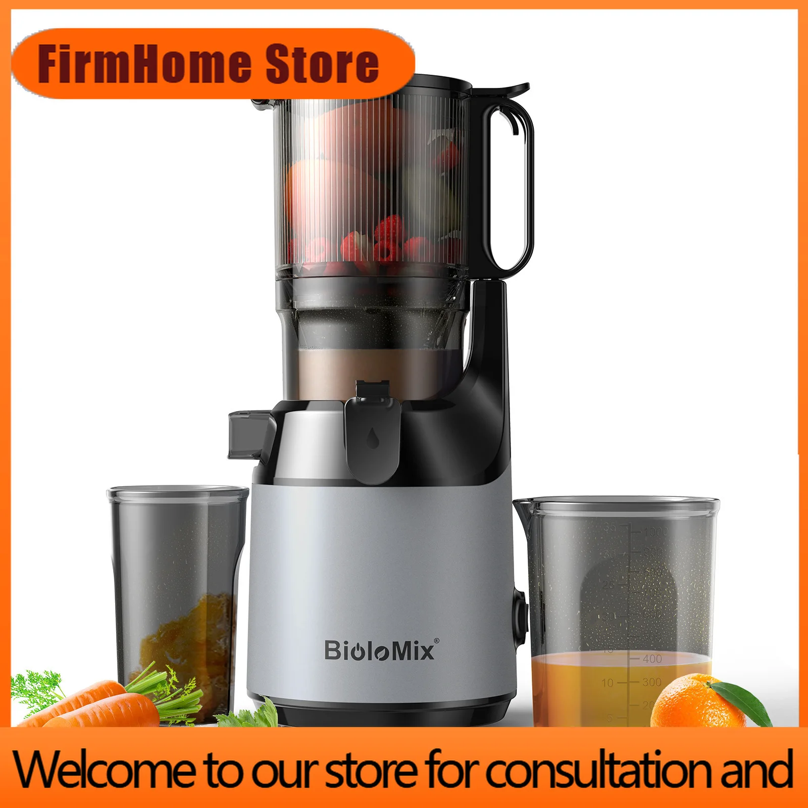 Фото Соковыжималка Slow Juicer FirmHome Store с ультрашироким горлышком 130 мм и большой емкостью для свежих соков №1