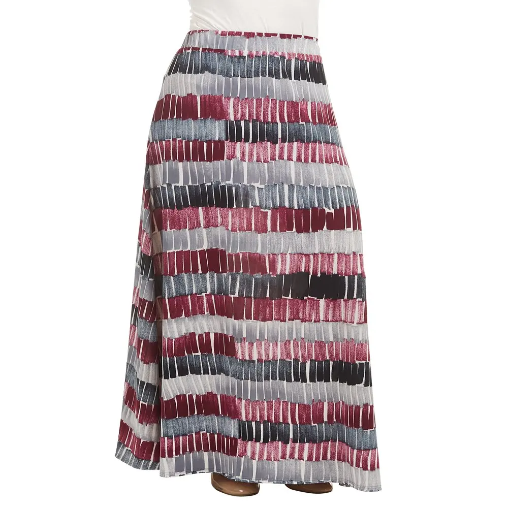 

Women`s Printed Maxi Skirt with Waist Elastic Band XL WINE_BLACK