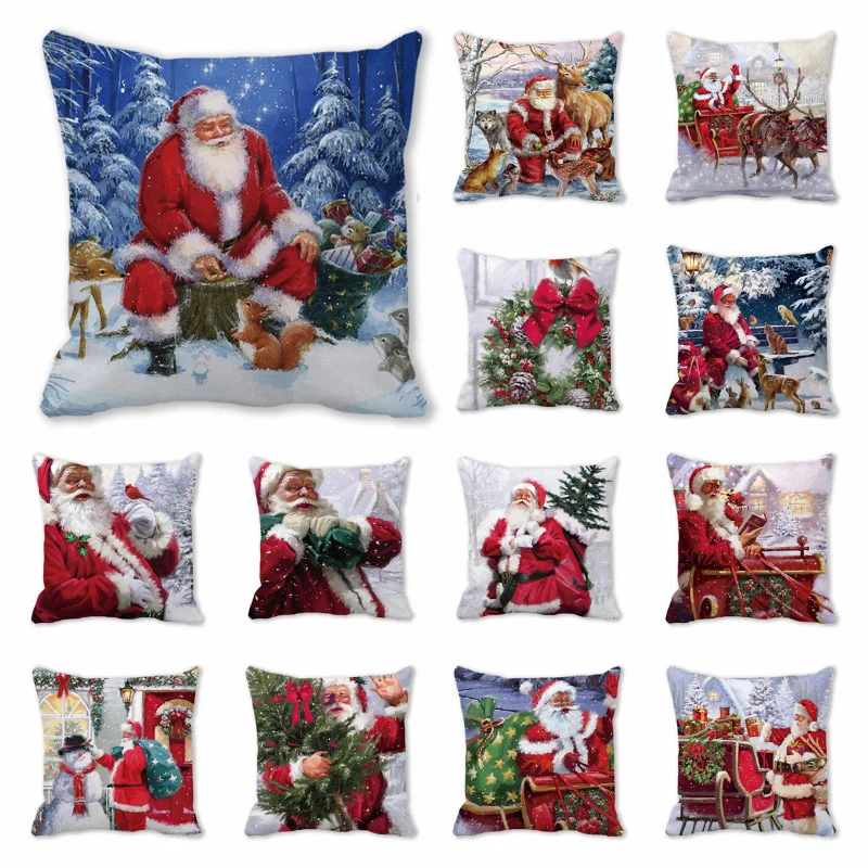 

Merry Christmas Pillow Case Sofa Cushion Covers Xmas Party Decorative Pillowcases Happy New Year 2023 Navidad Xmas Gifts 45*45cm
