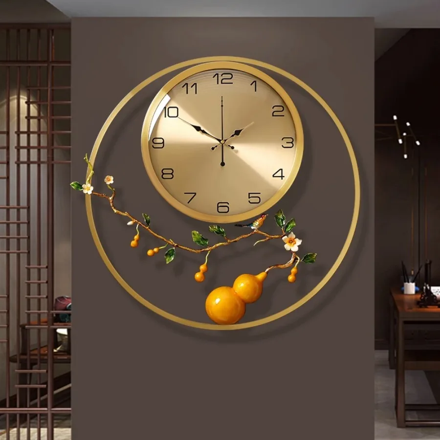 

Elegant Home Wall Clock Pieces Quartz Gift Round Art Deco Wall Clock Luxury Living Room Gold Numbers Designer Chambre Wall Decor