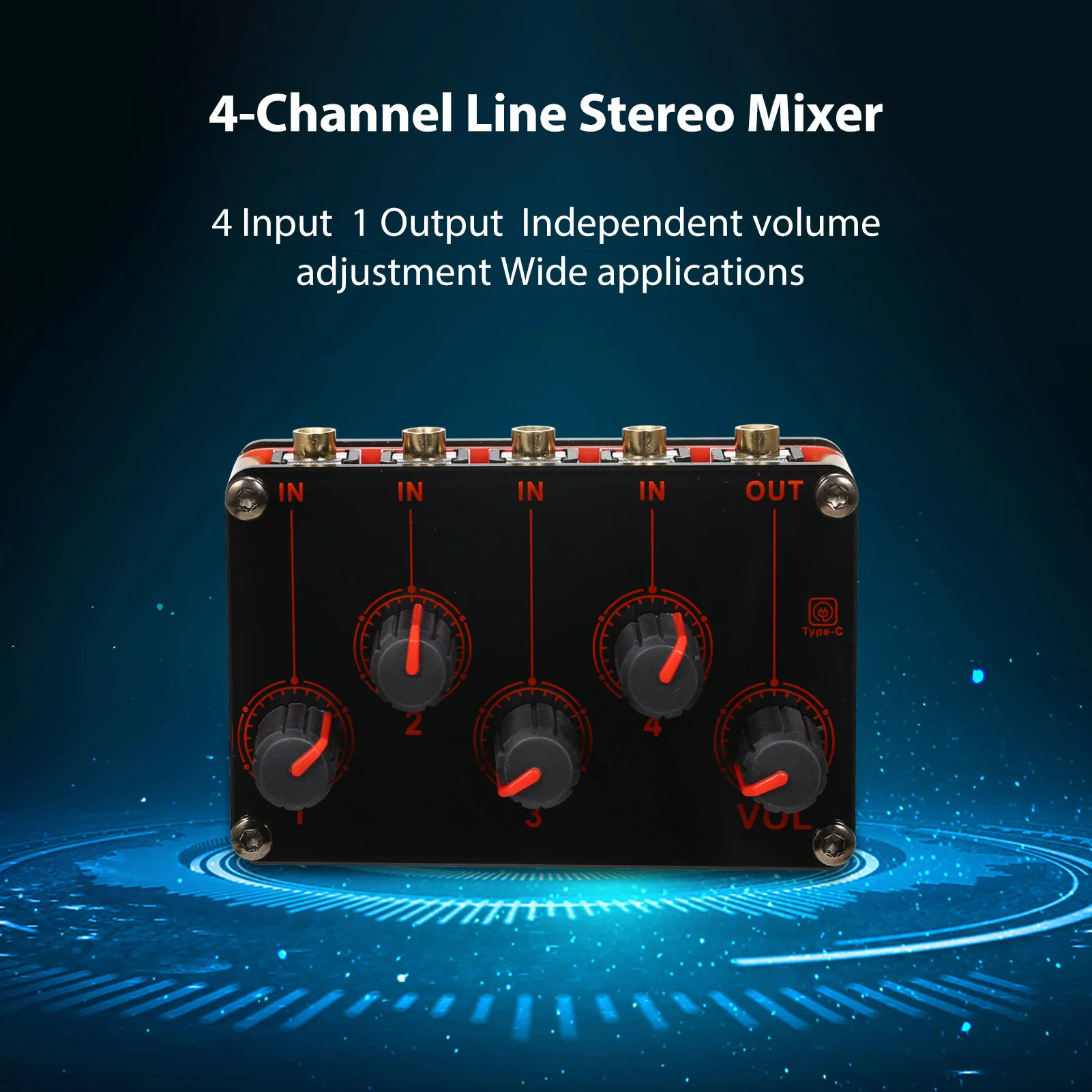 

Professional Mini Stereo Audio Mixer 4-way Portable Pre-stage Stereo Pre-mixer Passive Mixer Module Mini Stereo Audio Mixer