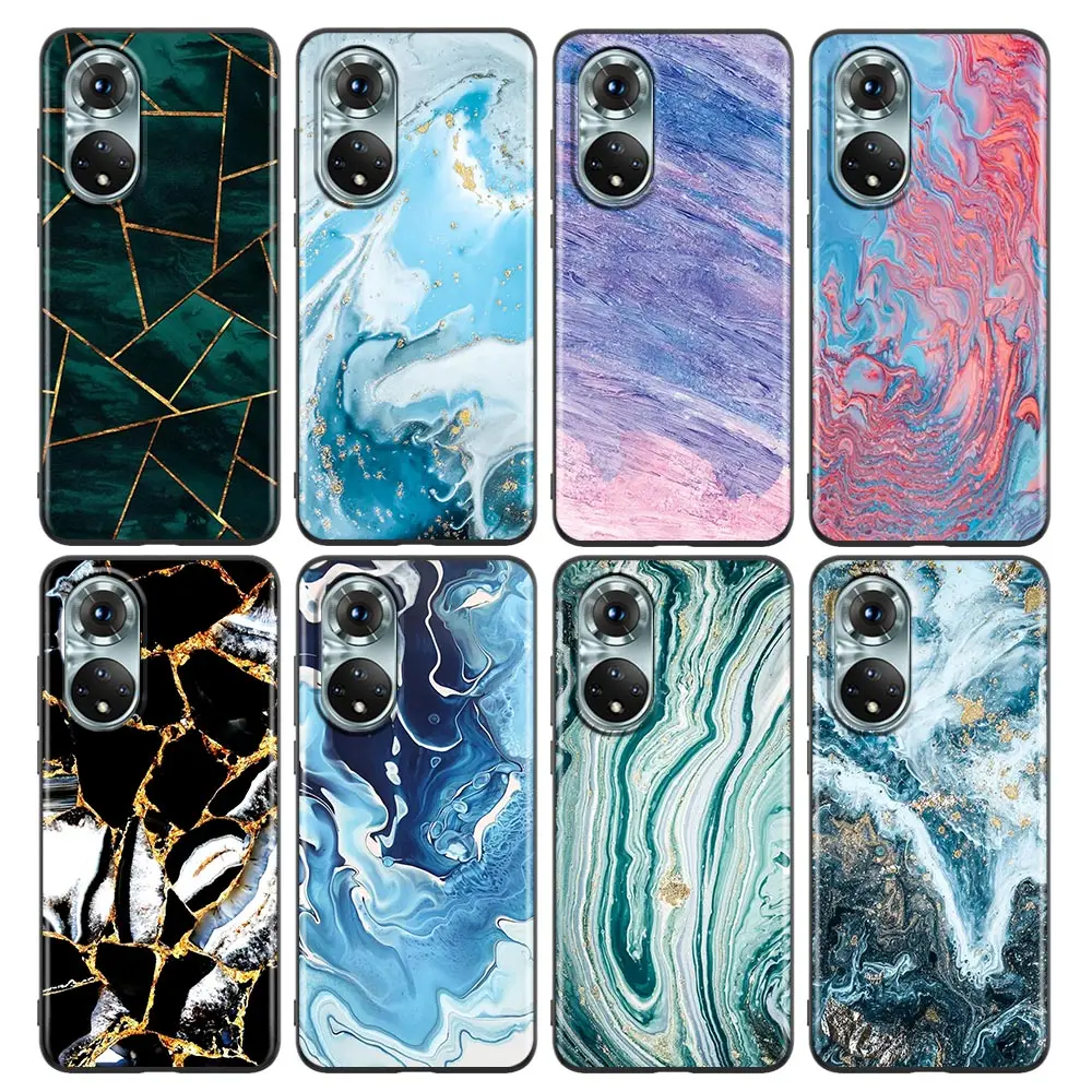 

Phone Case for Honor 8X 9S 9A 9C 9X Case Lite 9A 50 10 20 30 Pro 30i 20S(6.15) Silicone Cover Fashion Marble pattern
