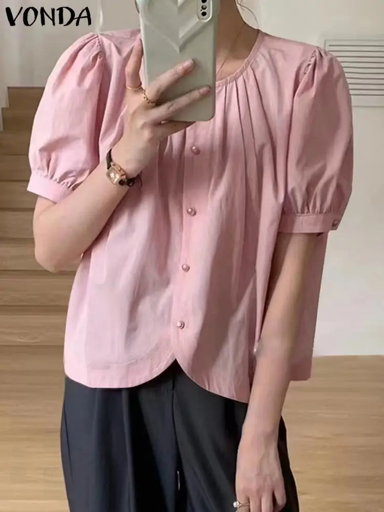 

Женская блузка с коротким рукавом, с круглым вырезом