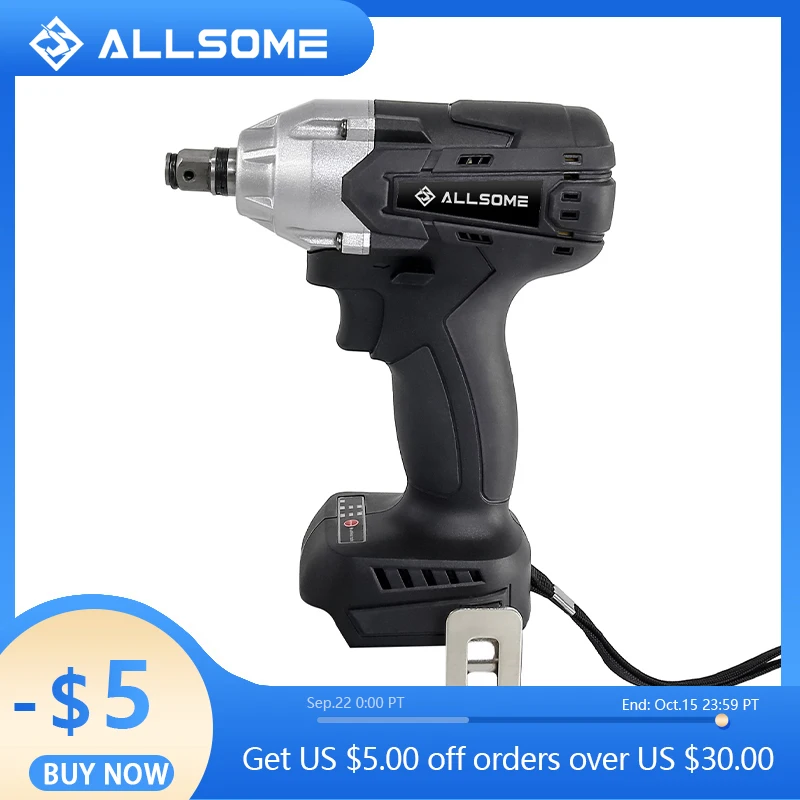 Allsome 21V MAX беспроводной ударный ключ с зажимом для ремня, 1/4 дюйма, только инструмент