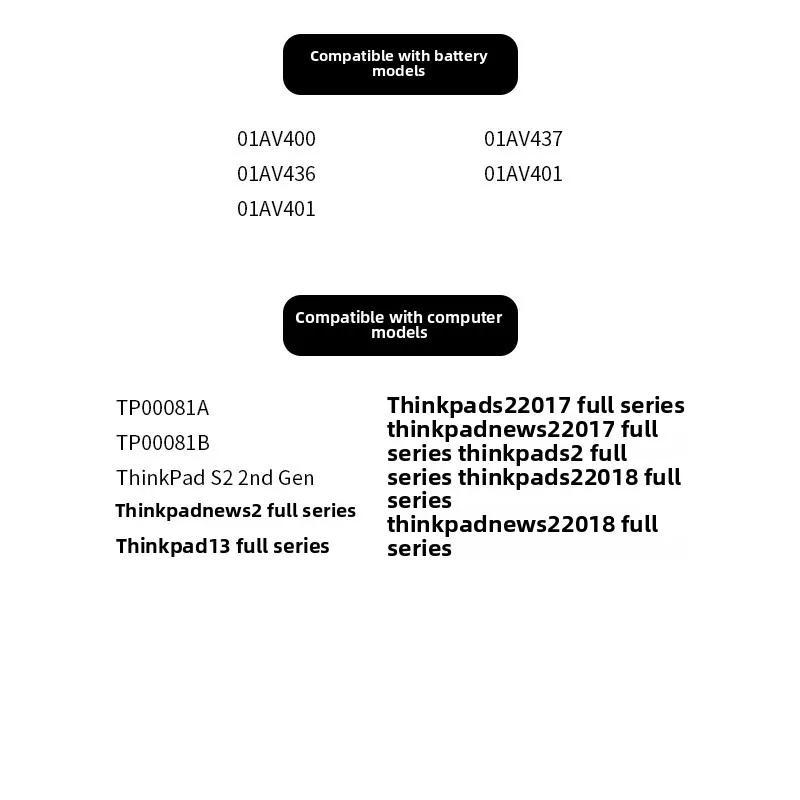 Аккумулятор для ноутбука 11.4V 3685mAh 42Wh 01AV400 для Lenovo Thinkpad 13 G2 S2 2-го поколения SB10K97592 SB10k97593 SB10K97594 (art.: 3920d83ff6611) - 3920d83ff6611