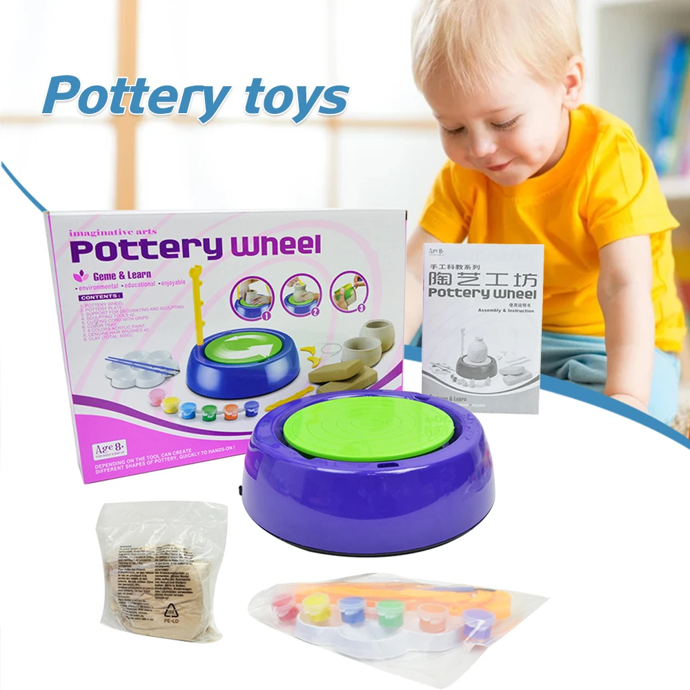 

Electric Pottery Machine Children Handmade DIY Ceramic Clay Kit for Kids Gifts Interaction Craft Game XHC88