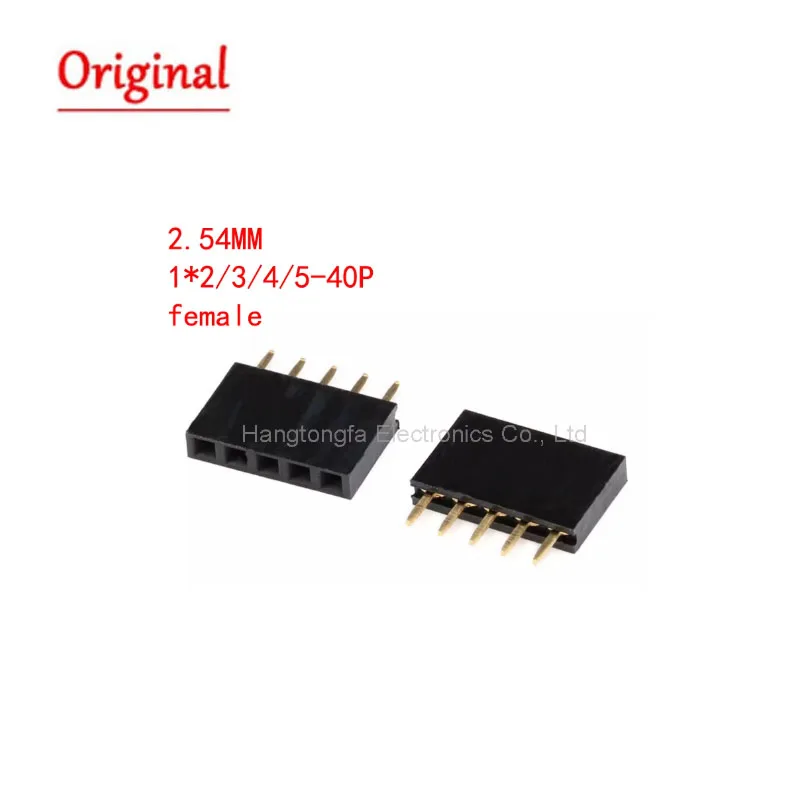 10 шт. 2 54 мм однорядный прямой женский контактный разъем медная игла 1 X 3 4 5 6 8 10-40 PIN