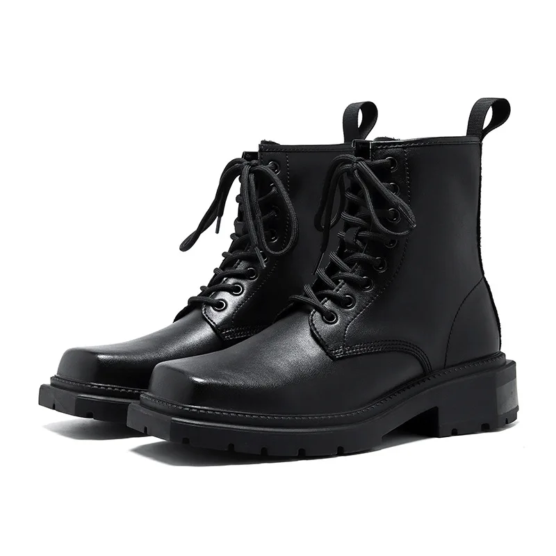 

Men Japan Korean Streetwear Fashion Casual Square Toe Boots Shoes Male Punk Gothic Outdoor Leather Motorcycle Boots Shoe