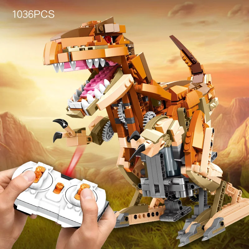 

Technical Tyrannosaurus Rex Building Block Radio 2.4ghz Remote Control Dinosaur Bricks Rc Steam Educational Toys Stem For Gifts