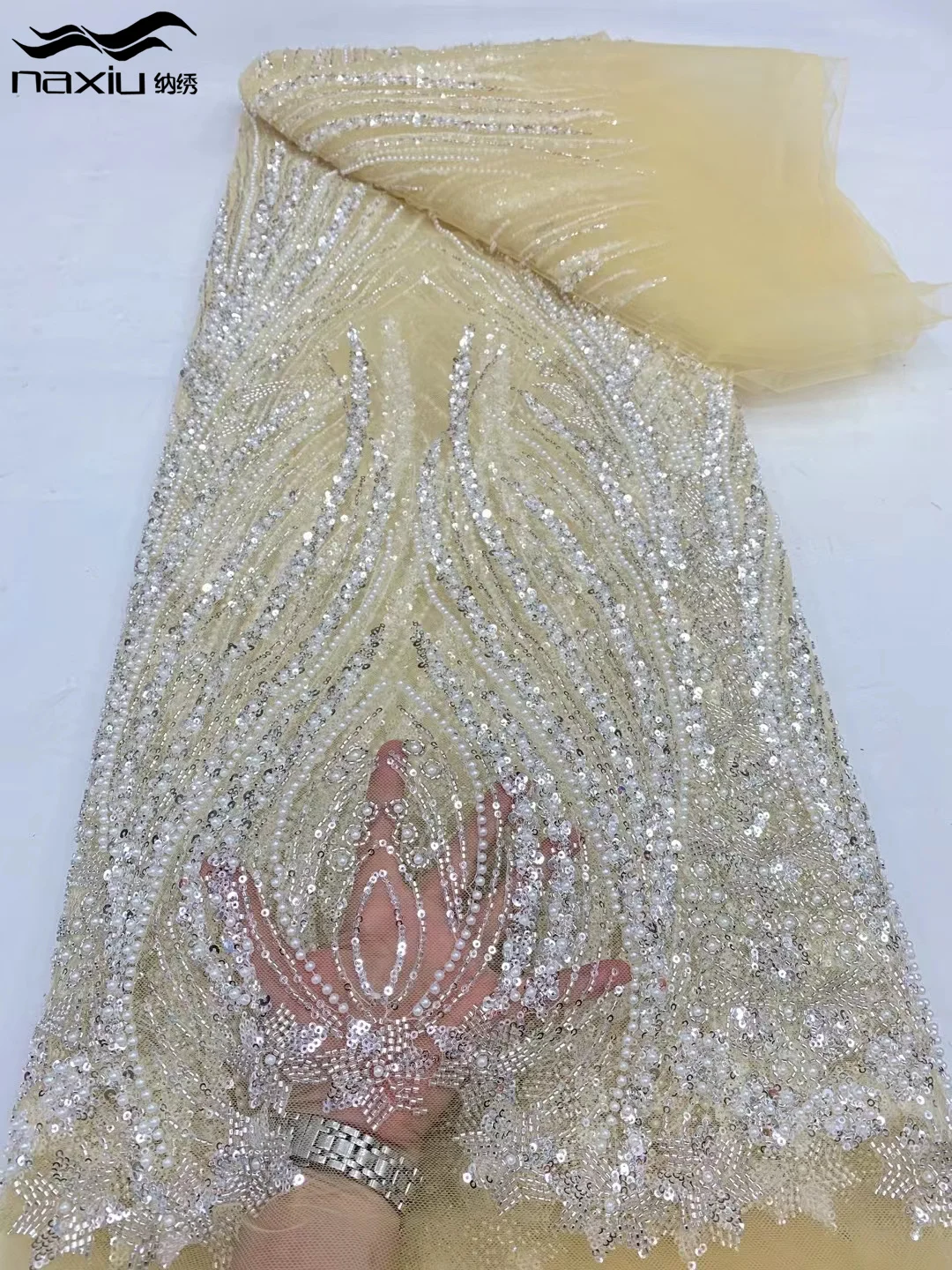 Роскошная африканская кружевная ткань Madison ручной работы 2024 высокое качество 5