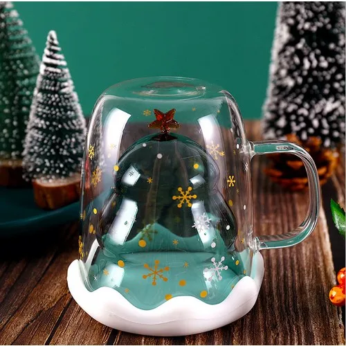 Стеклянная Кружка Linan Ware с двойными стенками новогодняя кружка крышкой из