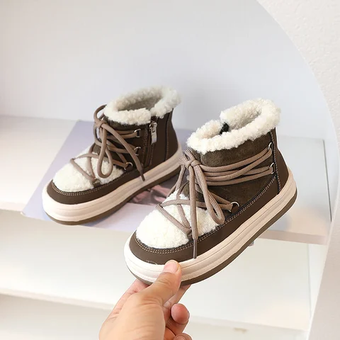 Детские ботинки с плюшевой подкладкой, на резиновой подошве, размеры 21-30