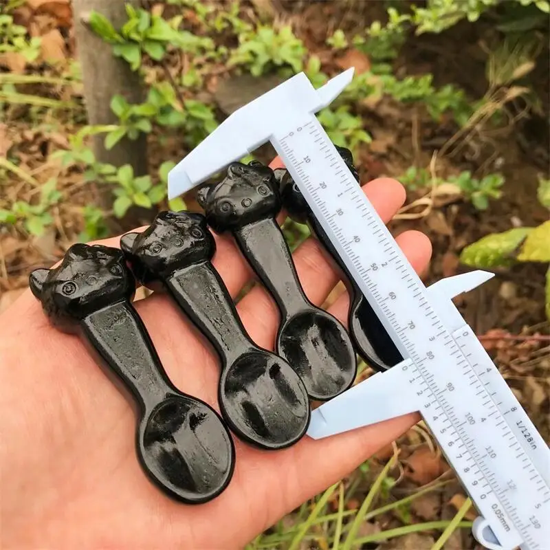 7 5 см натуральный черный обсидиан КТ-Кот мультяшная ложка Исцеляющие здоровые