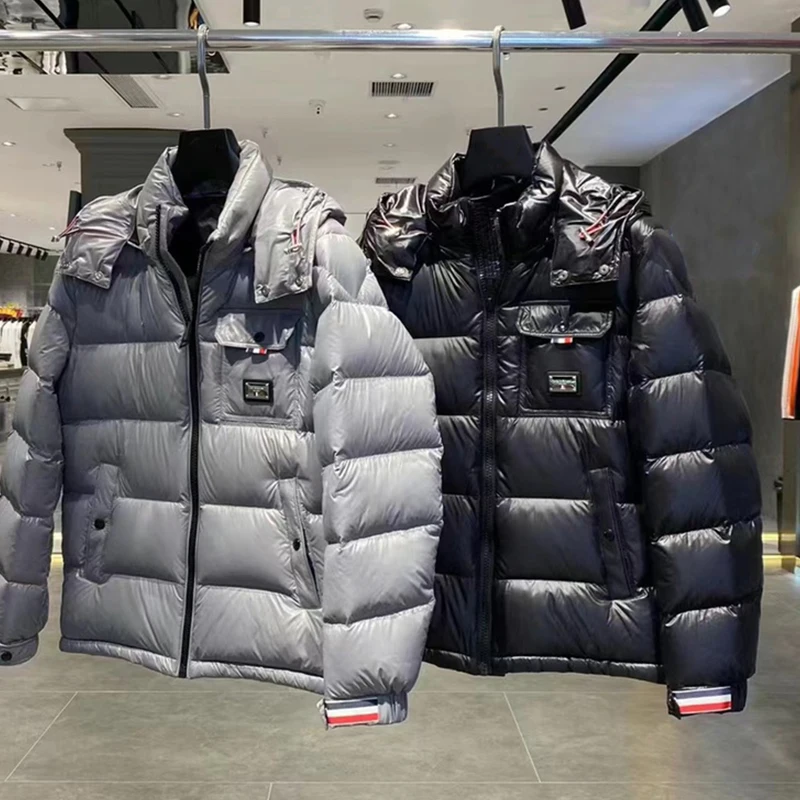 New Down Jackets Winter Warm Outwear TB Brand Fahion Style Men's Down Jacket High Qaulity Warm Hooded Thick Puffer Jacket