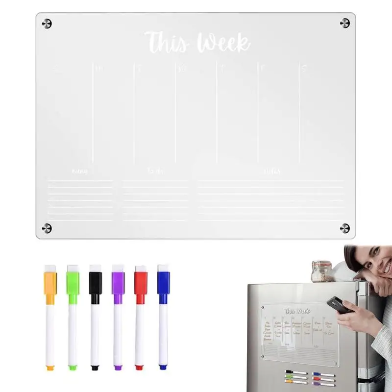 

Acrylic Board For Fridge Reusable Magnetic Dry Erase Board Transparent Fridge Magnet Sticker Calendar For Fridge Message Menu