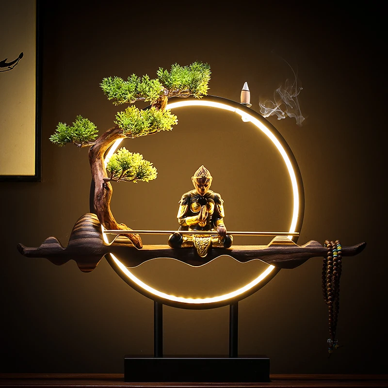 

Monkey King Zen Incense Holder Waterfall Aromatic Home Decor Ornament Fragranc Quemador De Incienso Home Decorating Items