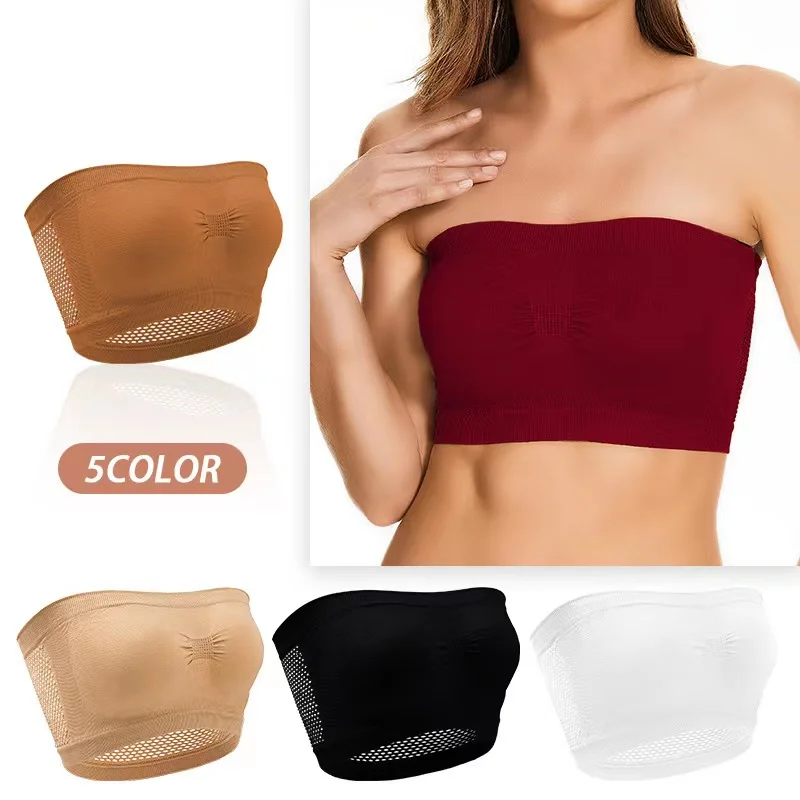 Seamless sexy tube top bra anti-sagging off-the-shoulder invisible hot girl top outer wear underwear summer must-have