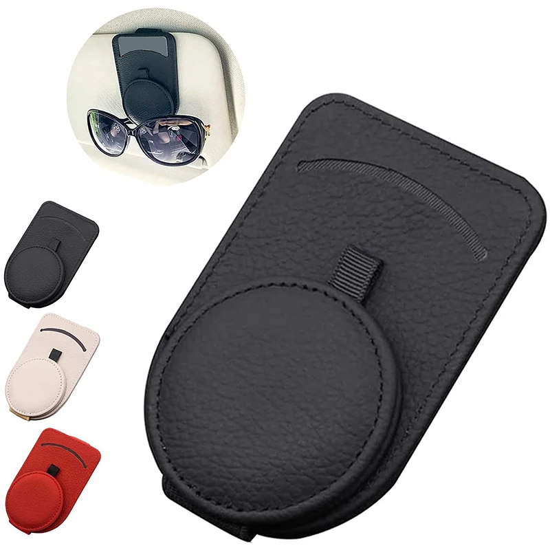 

Leather Sun Visor Glasses Clip Universal Car Interior Card Ticket Fastener Portable Sunglasses Holder Clips Auto Accessories
