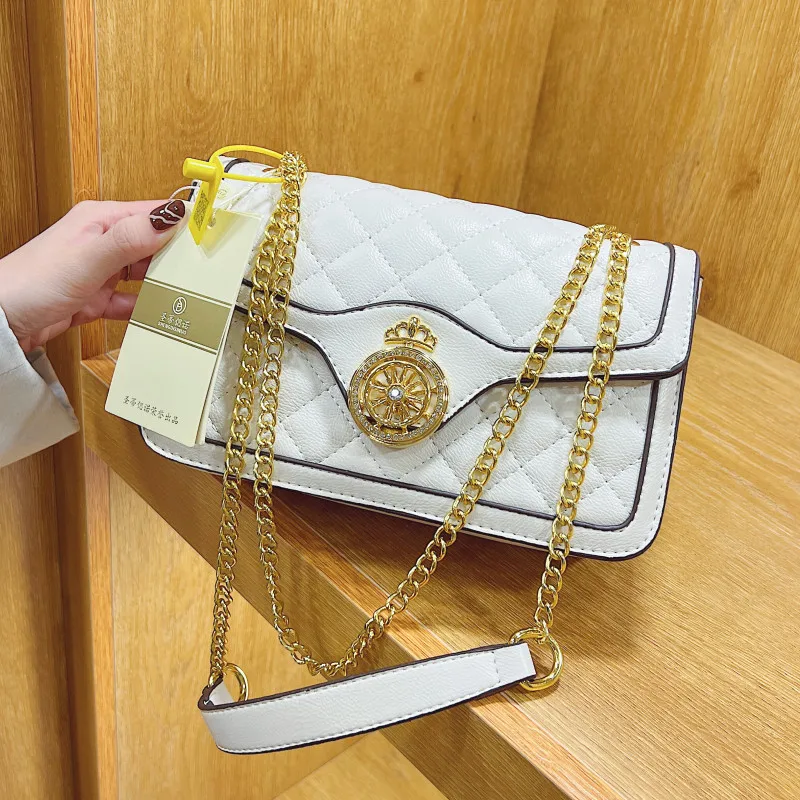 

Кожаные сумки на цепочке для женщин, стеганая подходящая ко всему сумка-мессенджер, маленькая сумка-Кроссбоди с откидной крышкой, женская с...