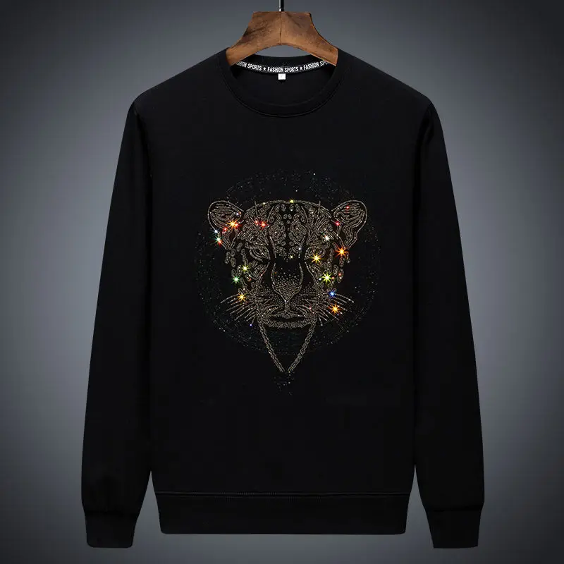 

High-end men's autumn long-sleeved jacket tiger head heavy iron drill pure cotton sweater y2k men's fashion trend top