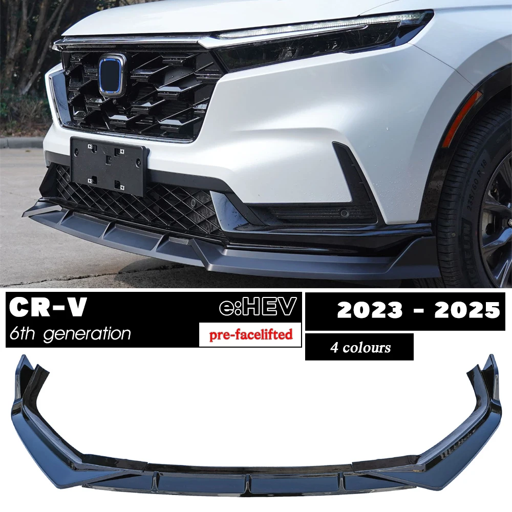 

Передний бампер с принтом из углеродного волокна, черный, красный спойлер на подбородке для Honda CR-V 5-го поколения, предварительно фейслифрованный 2023-2025 e-HEV