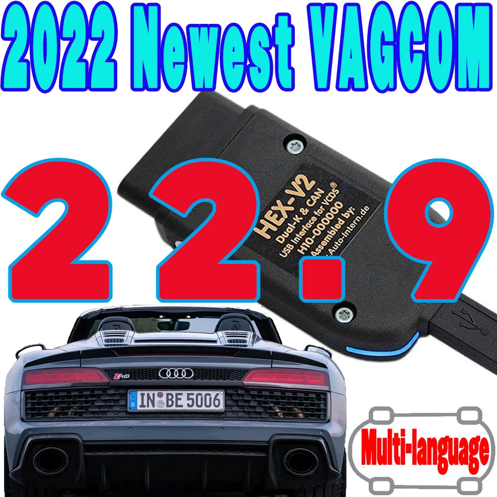 

2022 Newest V22.9 VAG Scanner VAG Tool VAG KKL VAG COM Cable OBD2 Diagnostic Cable Multi-Language SCDScan Scanner HEX V2 VAGCOM