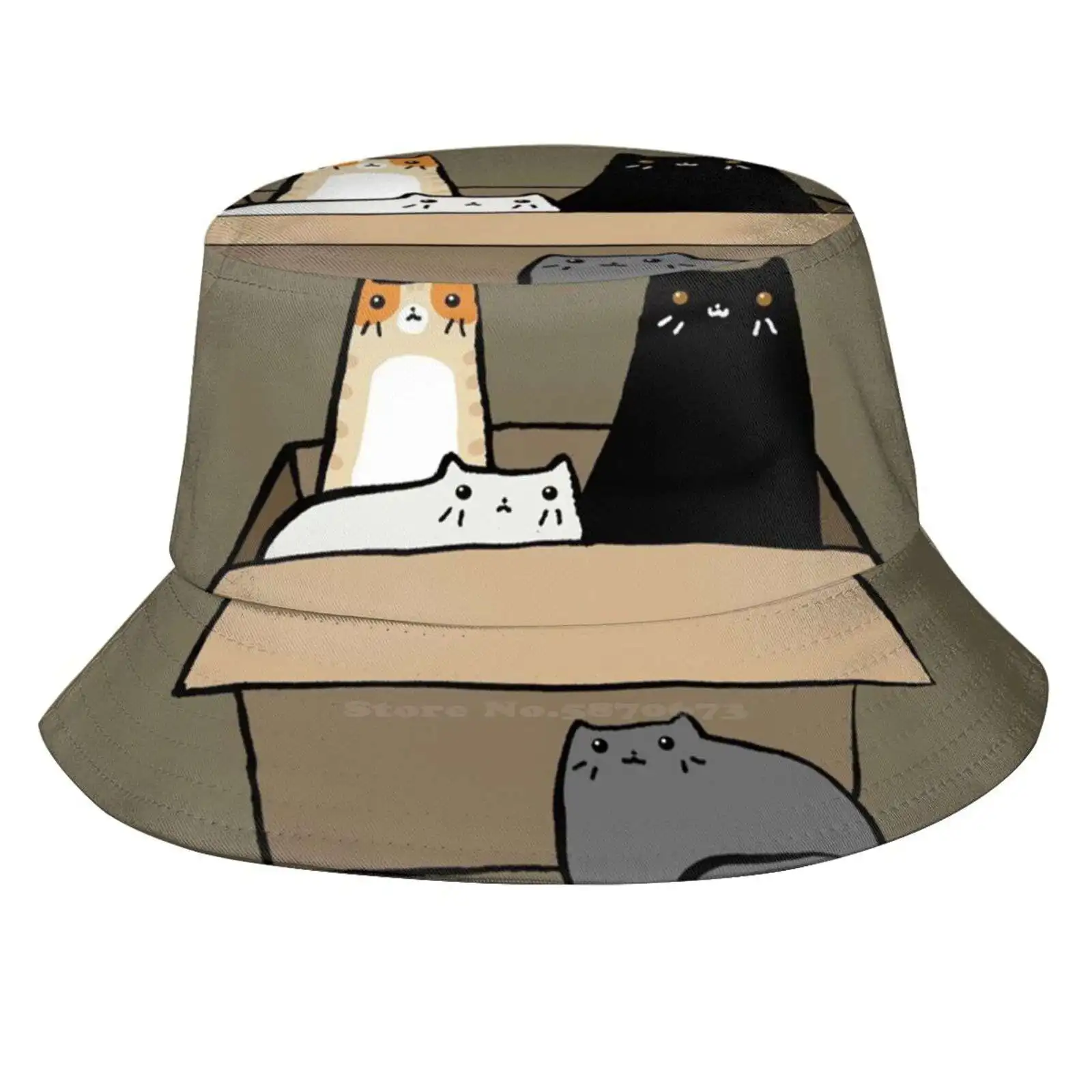 

Коты в коробке Корейская женская уличная шляпа от солнца Панама Кепка котенок котята Домашние животные оранжевый Tabby кошка черные кошки сер...