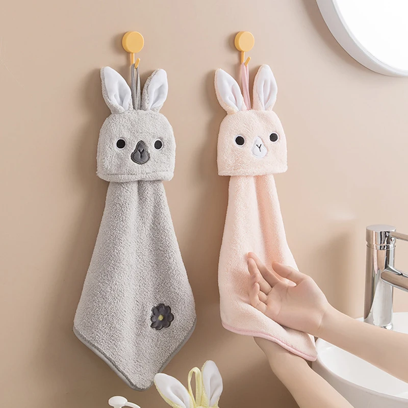 

Cartoon Rabbit Hand Towel Coral Velvet Soft Touch Skin Friendly Wipe Cloth Super Absorbent Quick-Drying Kitchen Bathroom Towels
