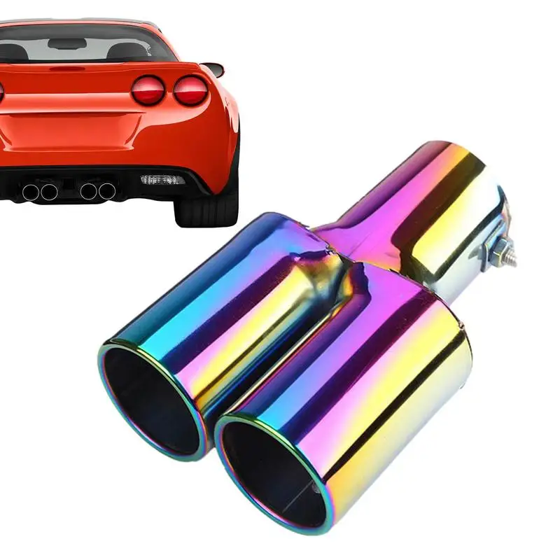 

Car Exhaust Muffler Double Tube Auto Universal Muffler 304 Stainless Steel Modification Supplies For Most Cars SUVs Trucks And