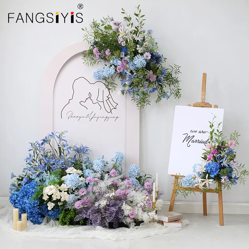 

Wedding decoration flower row arched flower arrangement stage road lead flower wedding scene arrangement party decoration flower