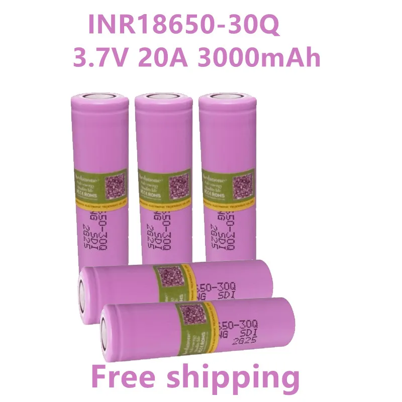 

10pcs INR18650 Battery 30Q 3.7V 3000mAh 18650 Lithium Rechargeable Battery 20A Discharge Electrical Tools Flashlight Battery