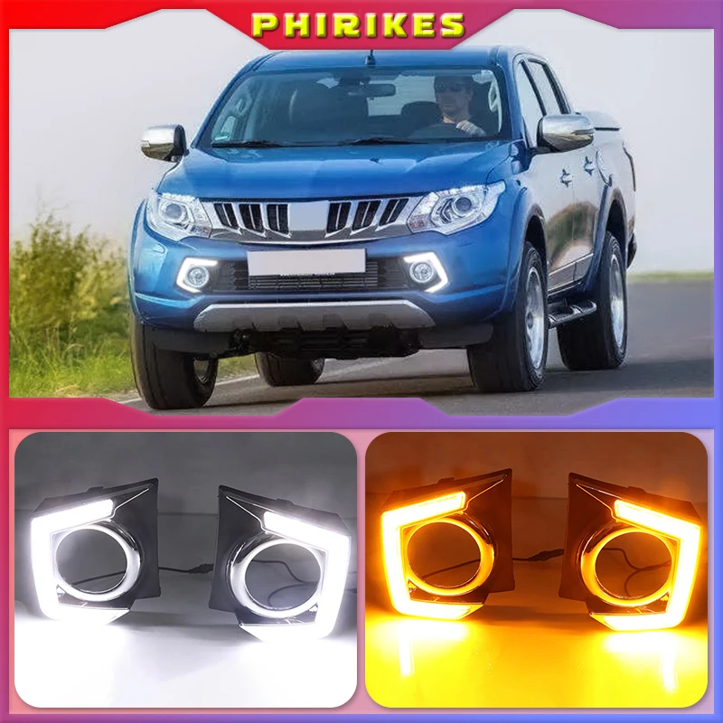 

2Pcs Car LED Daytime Running Light DRL Lamp For Mitsubishi Triton L200 2015 2016 2017 2018 Dimming Function Fog lamp