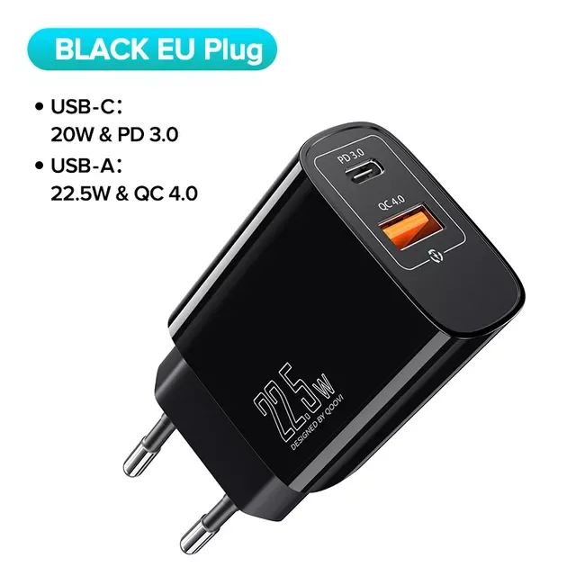 

Original For iPhone 13 12 Xs Dual USB Type C PD 20W Charger 5A Fast Charging Wall Adapter Quick Charge 4.0 QC