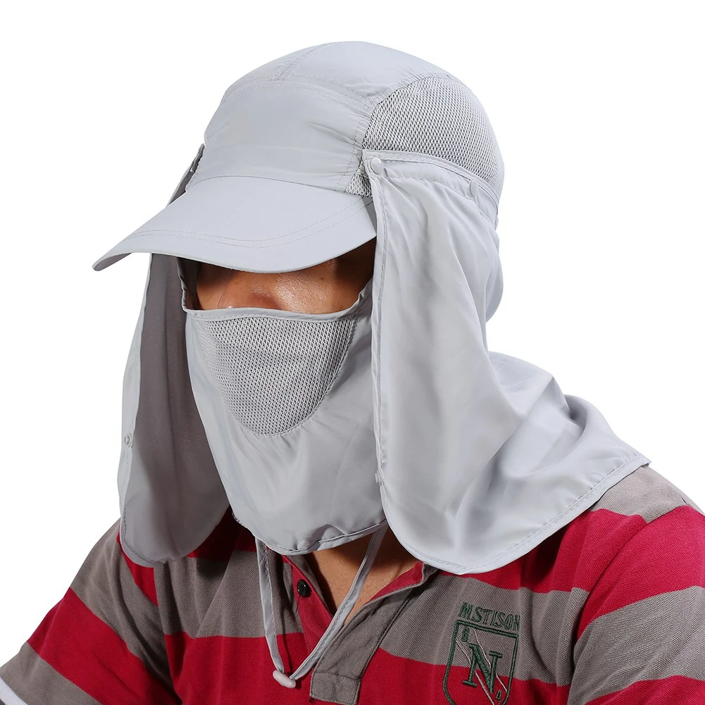 

360 Degree Quick Drying UV Protection Cap Neck Ear Flap Cover For Outdoors(grey)