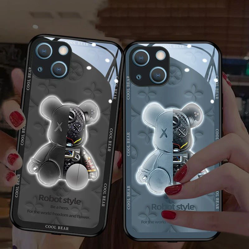 

Чехол с кольцом-вспышкой и голосовым управлением для Apple Iphone 14 13 12 11 Pro Max Mini Plus, чехол из закаленного стекла для Iphone14 14pro